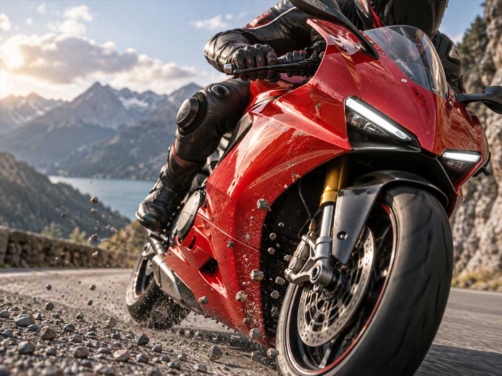 Paint protection film on motorcycle