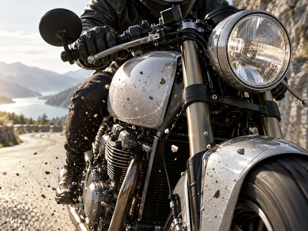 Paint protection film on motorcycle
